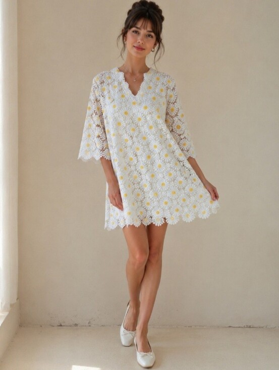 j. marie Dresses & Skirts - J. Marie Maggie Floral Daisy Lace Swing Dress Size Medium NEW NWT